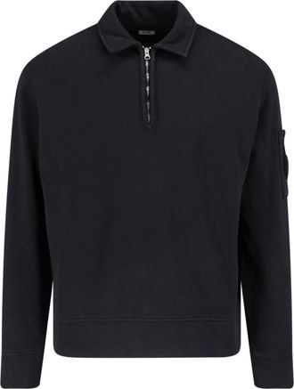 C.P. Company Black Half-Zip Lens Detail Cotton Sweatshirt