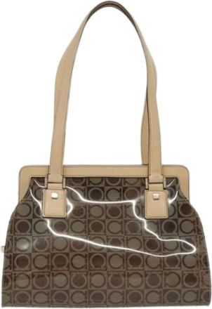 Ferragamo Pre-owned Plastic Schoudertas - Dames - Vintage Schoudertas - Bruin - ONE Size - Vintage