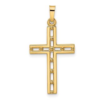 Diamond2Deal 14k Yellow Gold Polished Solid Cross Pendant
