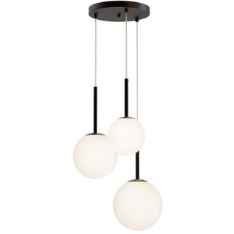 Maytoni Lampadario Minimal Basic Form In Metallo Nero 3 Luci e Diffusori Bianchi