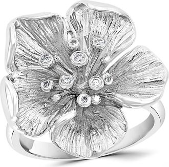 Effy Sterling Silver Diamond Flower Ring at Nordstrom Rack, Size 7