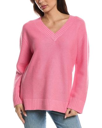 Fort&eacute; Cashmere Gathered V-Neck Sweater