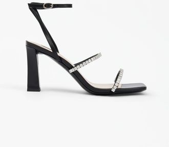 Mi-Mai Nidal Rhinestone Detail Heeled Sandals in Black at Nordstrom, Size 10