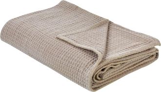 Beliani Beliani - Colcha Con Patr&oacute;n Liso Cubrecama Algod&oacute;n 220 X 200 Cm Gris Pardo Ragala