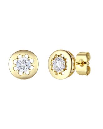 Rachel Glauber 14K Plated Cz Round Studs