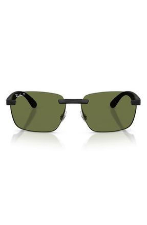 Ray-Ban 62mm Polarized Irregular Sunglasses in Sand Black /Polar Green at Nordstrom