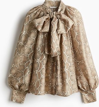 H&M Bluse mit Bindeb&auml;ndern - Beige