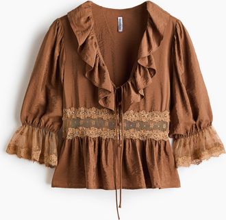 H&M Bluse mit Spitze - Beige