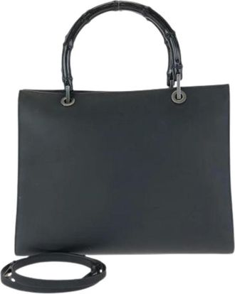 Gucci Pre-owned Handbags, female, Black, Size: ONE SIZE Pre-owned Bamboo Leather 2way bag
