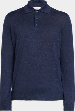 Brunello Cucinelli Men & apos;s Melange Cashmere-Blend Polo Sweater
