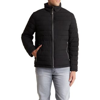 Nautica Water Resistant Reversible Puffer Jacket in Black/grey at Nordstrom Rack, Size Small
