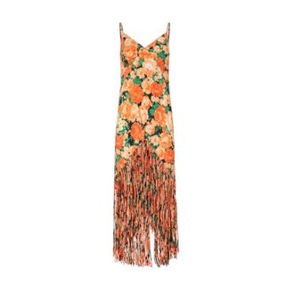 Pinko Maxi Jurk - Dames - Maxi kleedjes - Oranje - L - Nylon - Kleedjes