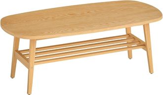 HOMCOM Mesa de centro 120x60x42 cm madera natural