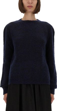 Maison Margiela Blue Solid Crew Neck Sweater