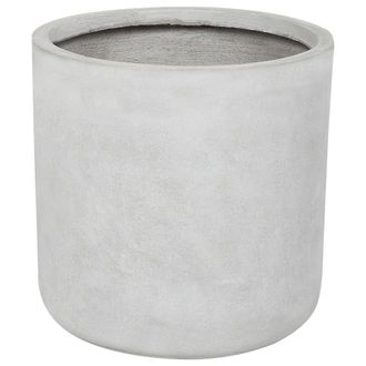 Beliani Maceta De Mezcla De Arcilla Gris Claro 34 Cm Fibra Resistente Intemperie Messene