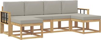vidaXL Conjunto De Sof&aacute;s De Exterior 6 Uds. Blanco Y Gris Claro Vidaxl