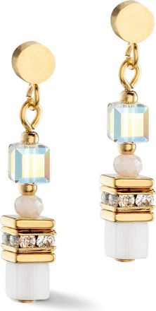 Coeur de Lion Mini Cubes Gold Earrings in White at Nordstrom