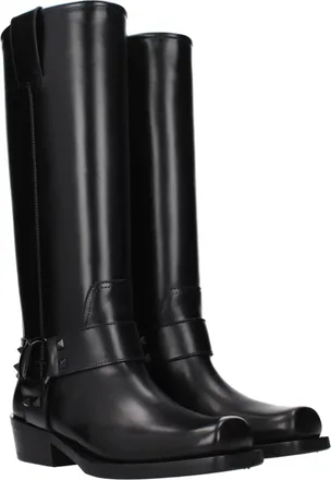 Valentino Garavani Womens Black Leather Boots