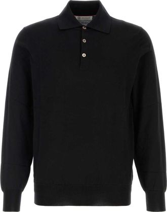 Brunello Cucinelli Black Full Sleeves Polo