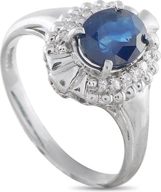 Luxury Bazaar Platinum 0.08 ct Diamond and 1.55 ct Sapphire Ring MF02-010225