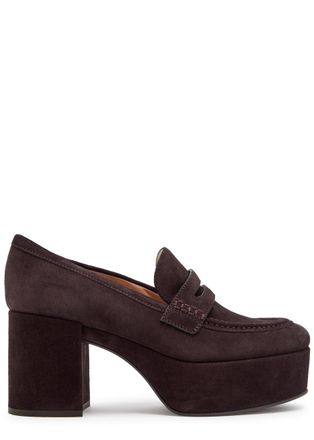 Gianvito Rossi Jenna 75 Platform Suede Pumps - Brown