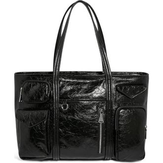 Aim&eacute;e Renegade Large Patent Leather Laptop Tote in Black Crinkle at Nordstrom