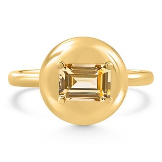 Pompeii3 Candy Button 14k Yellow Gold Emerald Cut Citrine Ring