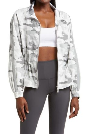 Blanc Noir Tempest Water Repellent Peplum Jacket in White Camo at Nordstrom, Size X-Large