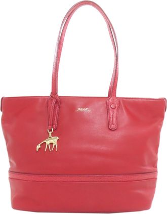 Bally Red Color Leather Tote Bag (Pre-Owned)