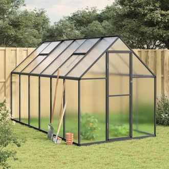Berkfield Home Greenhouse with Base Frame Anthracite 334x169x195 cm Aluminium | Size: 334 x 169 x 195 cm