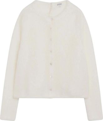 Loewe Mohair Blend Cardigan - Dames - Vesten - Wit - M - Truien & Vesten