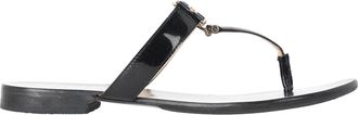 Versace Medusa Logo-Plaque Thong Slide Sandals in Black Leather