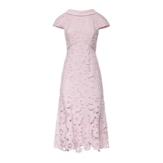 Self Portrait Midi Dresses, female, Pink, Size: XS Lace Scoop-back Midi Dress