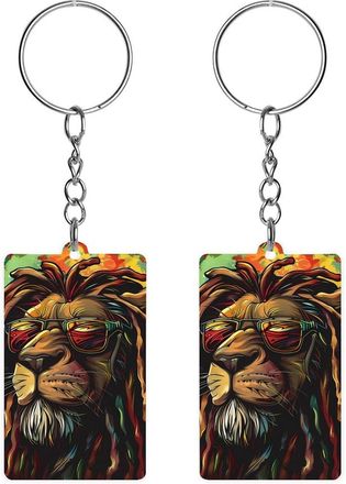 Generic Reggae Rasta Lion Acrylic Keychain Fashion Charms Keychain Holder Keyrings Mini Pendant