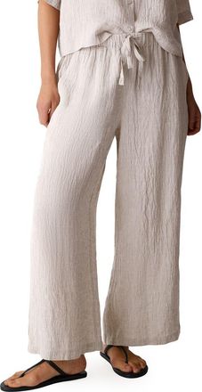 Eileen Fisher Organic Linen Drawstring Wide Leg Pants in Wheat at Nordstrom, Size Xx-Small