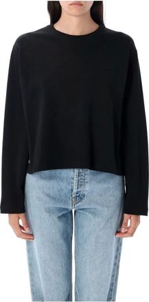 Polo Ralph Lauren Tops, Dames, Zwart, M, Katoen, Zware Katoenen Crop T-Shirt