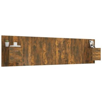 Berkfield Home Classic Bed Headboard with Cabinets Smoked Oak Engineered Wood in Brown
