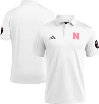 adidas Mens adidas White Nebraska Huskers Wear Pink Breast Cancer Awareness Polo at Nordstrom, Size Xxx-Large