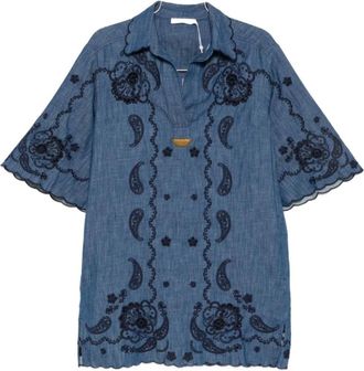 Zimmermann Aster Denim Mini Dress - female - Zimmermann - Short Dresses - Blue - S - Dresses