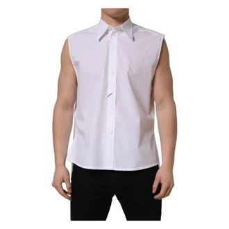 Dolce & Gabbana Short Sleeve Shirts, male, White, Size: XS Dress Shirt