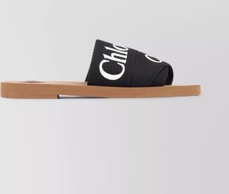 Chloé contrast logo ribbon open toe sandals