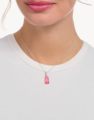 Thomas Sabo Collana in argento sterling 925 con pendente a forma di orsetto rosa e zirconia cubica