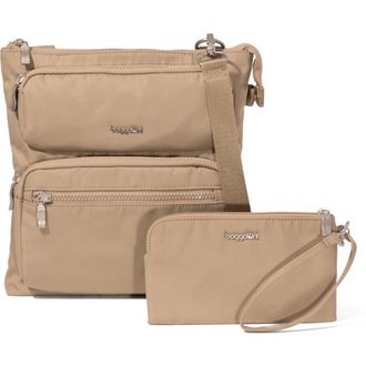 Baggallini Nolita Crossbody Bag with RFID Wristlet in Taupe Twill at Nordstrom