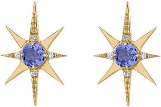 Eden Presley Starburst Stud Earrings in Yellow Gold - Tanzanite at Nordstrom, Size Small