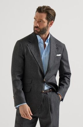 Brunello Cucinelli Linen deconstructed blazer in Anthracite at Nordstrom, Size 50 It
