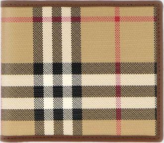 Burberry Portafoglio bifold in tela Vintage check e pelle di vitello