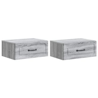 vidaXL Mesita De Noche De Pared 2 Pcs Gris Sonoma 49 X 34,5 X 20 Cm Vidaxl
