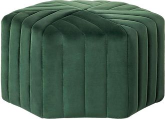 Beliani Pouf In Velluto Color Verde Scuro 29 X 53 X 48 Cm Forma Esagonale Murietta