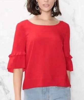 & Other Stories Ruffle Sleeve Short Blouse In Red
