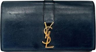 Saint Laurent Black Leather Long Wallet (Bi-Fold) (Pre-Owned)